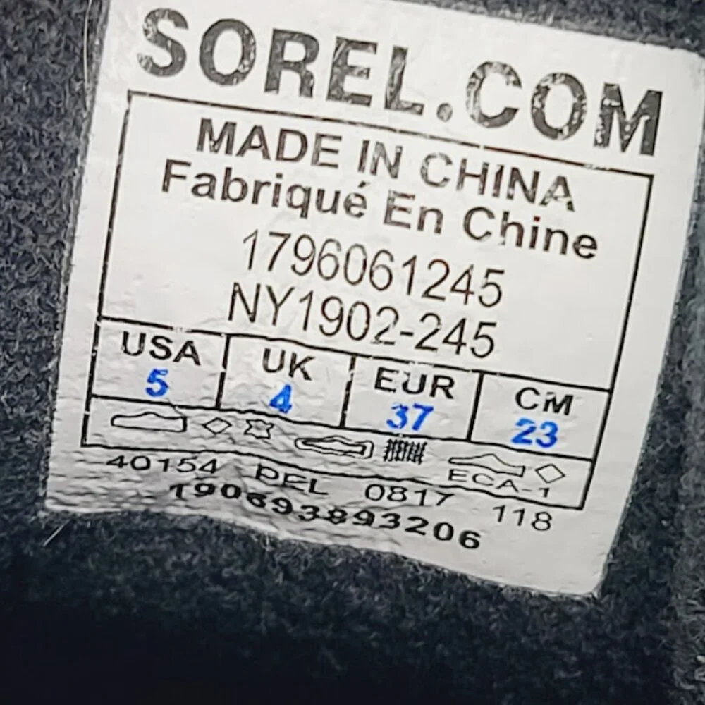 Sorel Boy's Gray Black Cheyanne NY1902-245 Lace Up Rain Duck Boots Size‎ 5